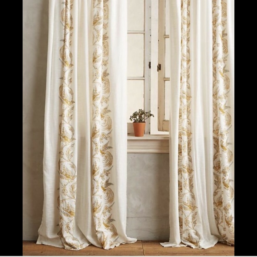 Anthropologie scrolls and quills curtain panels